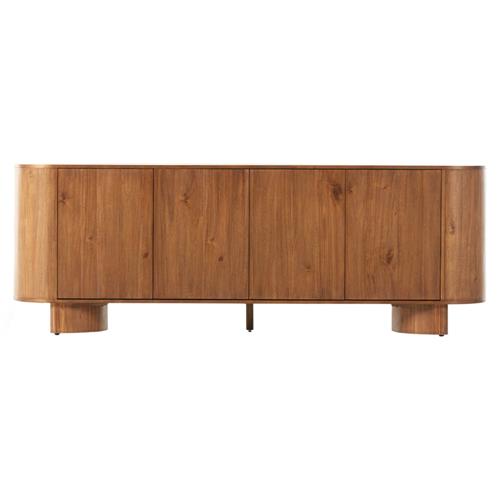 Paris Modern Classic Brown Solid Acacia Wood Oval Sideboard