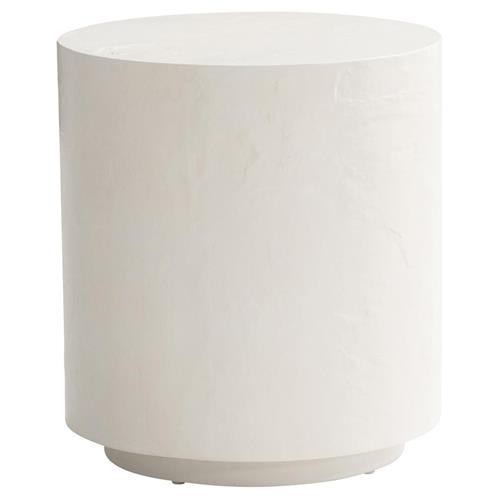 Torin Coastal Beach White Concrete Drum Outdoor Side Table