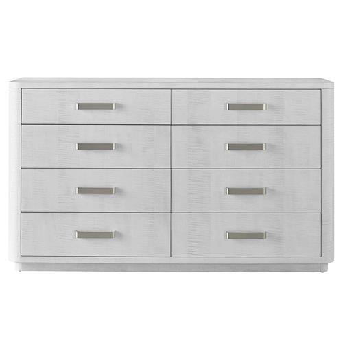 Tristan Modern Classic White Wood Silver Metal Double Dresser