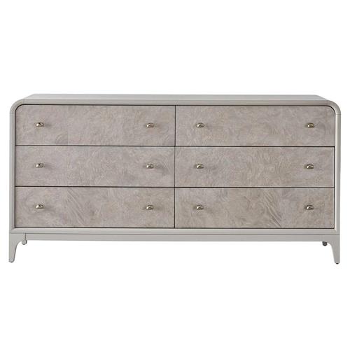 Tristan Modern Classic Light Grey Burl Wood Double Dresser