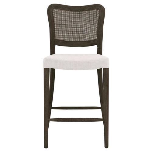 Zachary Coastal Beach Dark Brown Oak Wood Cane Back Counter Stool