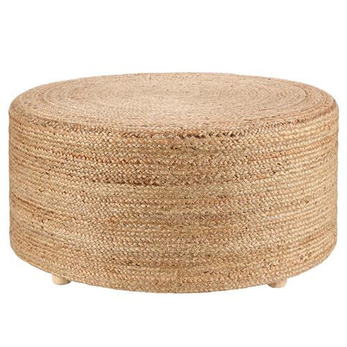 Barnum Coastal Beach Tan Jute Round Stool