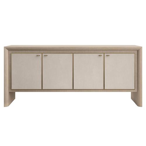 Abrielle Modern Beige Vinyl Brown Oak Credenza