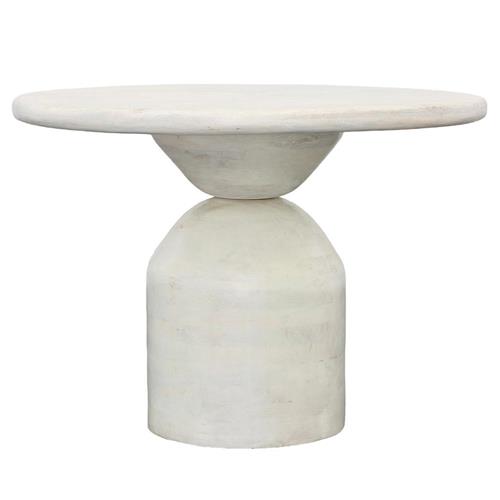 Mendez Mid Century Whitewash Mango Wood Round Pedestal Dining Table - 42&quot;W
