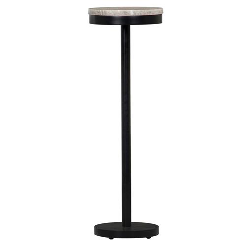 Freya Industrial Loft Cream Marble Black Steel Drink Side Table