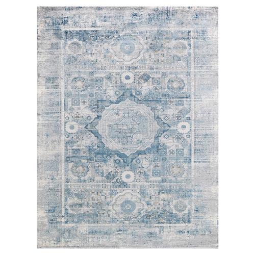 The Met Legacy Blue Floral Patterned Rug - 12&#39;x15&#39;