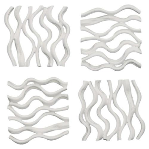 Oswald Matte White Tile Wall Sculpture - Set of 4