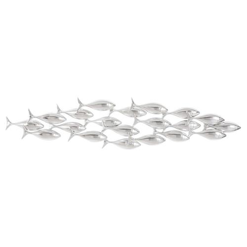 Theodosia Coastal Silver Leaf School of Fish Wall Sculpture