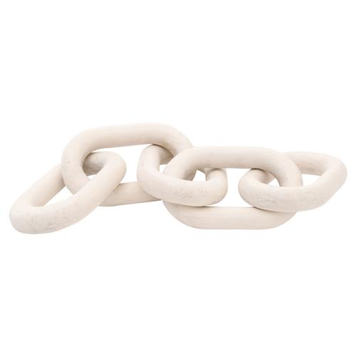 Maisha Modern Classic White Wash Reclaimed Pine Wood Chain Link Sculpture