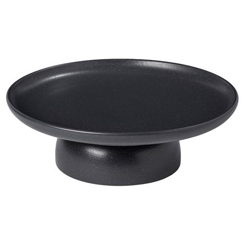 Pacifica Modern Classic Seed Grey Stoneware Footed Cake Plate