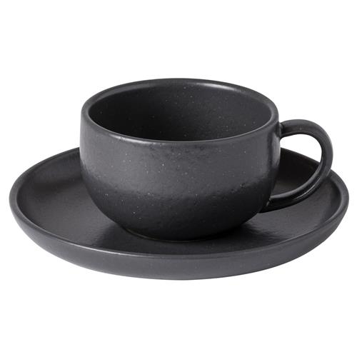 Pacifica Modern Classic Seed Grey Stoneware Tea Cup and Saucer