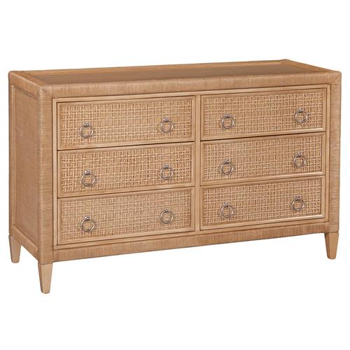 Kalea Coastal Beach Brown Woven Rattan Double Dresser
