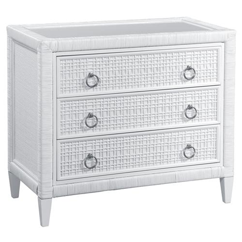 Kalea Coastal Beach White Woven Rattan Chest