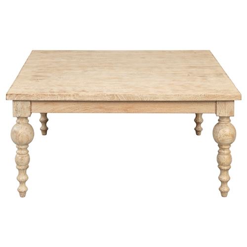 Jared French Country Brown Mango Wood Square Coffee Table