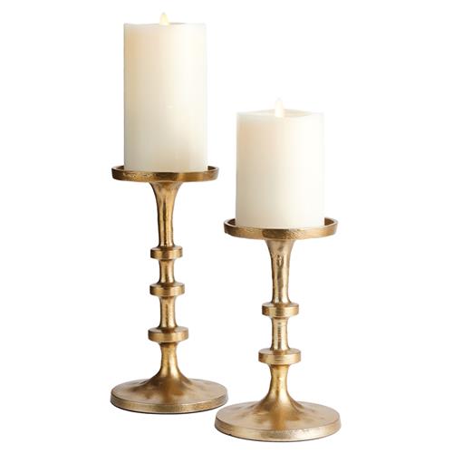 Tallulah Coastal Beach Gold Aluminum Candleholder - Set of 2