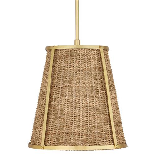 Shevone Traditional Polished Brass Seagrass Pendant - Small