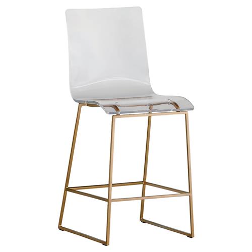 King Modern Clear Acrylic Seat Antique Gold Base Counter Stool