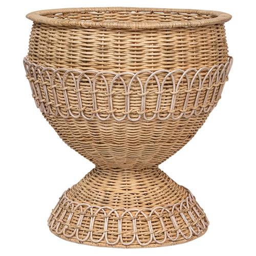 Juliska Provence Coastal Beach Whitewash Woven Rattan Urn Planter