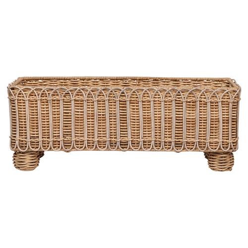 Juliska Provence Coastal Whitewash Woven Rattan Rectangular Planter