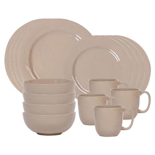 Juliska Puro Modern Classic Taupe Ceramic 16 Piece Place Setting
