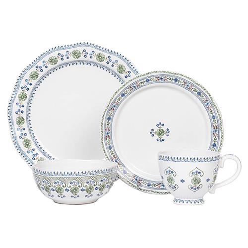 Juliska Villa Seville French Chambray Floral Ceramic 4 Piece Place Setting