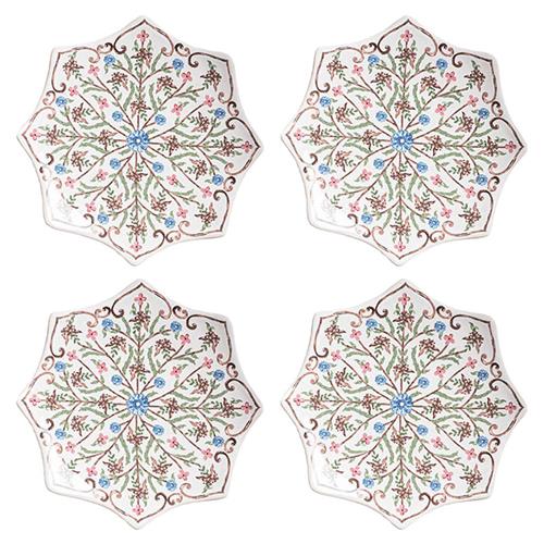 Juliska Villa Seville French Chambray Floral Ceramic Scalloped Cocktail Plate