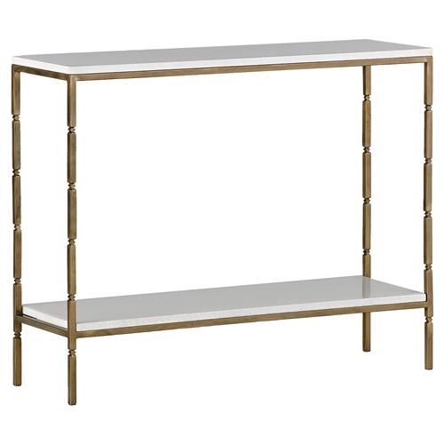 Bryson Regency Seagrass Brushed Brass Console Table