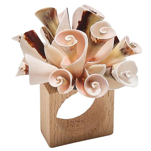 Seashell Burst Beige Natural Napkin Ring - Set of 4