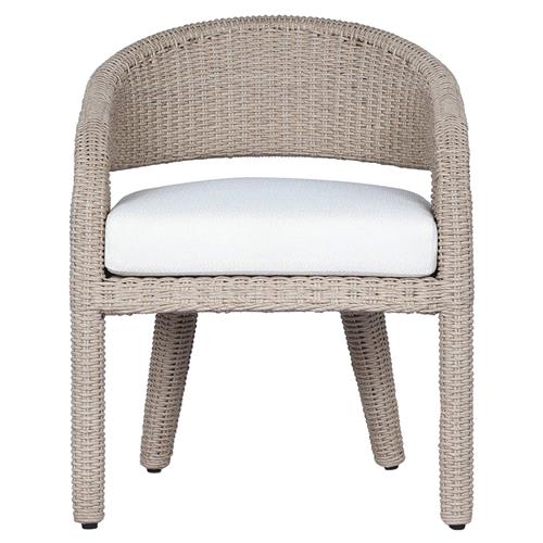 Alexander Coastal Off White Upholstered Beige Woven Outdoor Dining Arm Chair