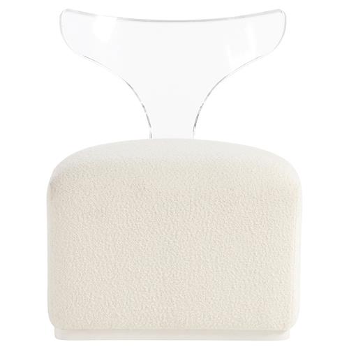 Carter Modern Classic Off White Upholstered Clear Acrylic Swivel Chair