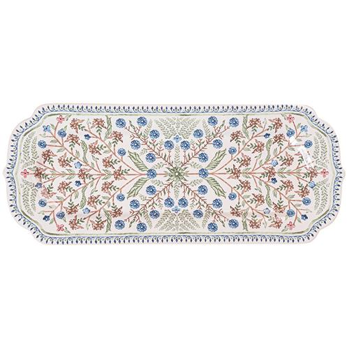 Juliska Villa Seville French Country Chambray Floral Ceramic Hostess Tray