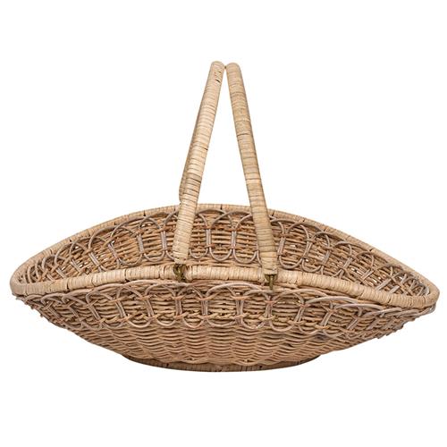 Juliska Provence Coastal Beach Whitewash Woven Rattan Gathering Basket