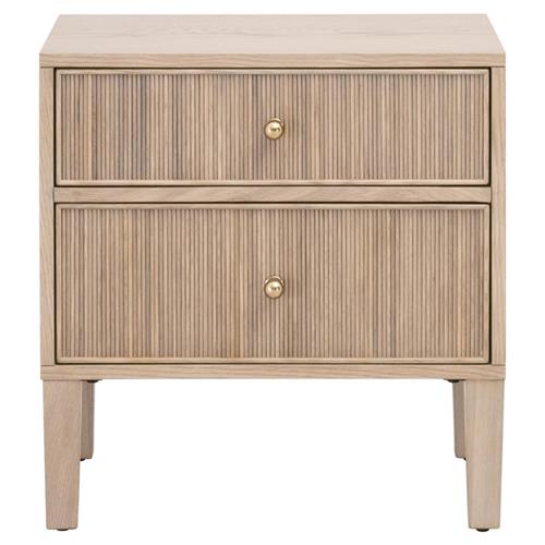Mira Coastal Beach Natural Oak Wood Iron Pulls Nightstand