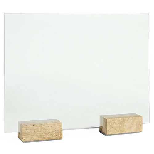 Palecek Cordell Modern Loft Natural Travertine Stone Fireplace Screen