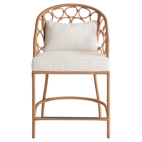 Camilla Coastal Beach Off White Upholstered Natural Woven Rattan Counter Stool