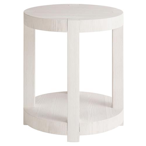 Carter Coastal Beach White Sand Oak Round End Table