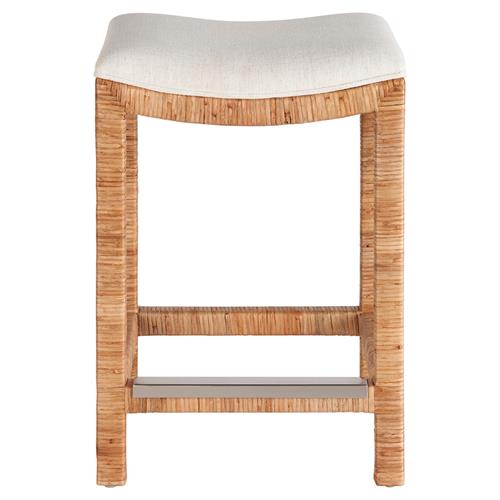 Carter Coastal Beach Heathered Ivory Crypon Performance Rattan Counter Stool