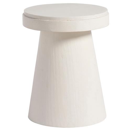 Carter Modern Classic White Sand Stone Oak Round Pedestal Side Table