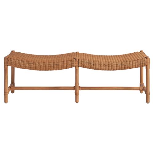 Bennett Coastal Beach Natural Rattan Oak Entryway Bench