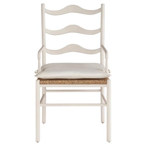 Camilla Coastal Off White Upholstered Woven Rush Dining Arm Chair - Set of 2
