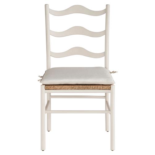 Camilla Coastal Off White Upholstered Woven Rush Dining Side Chair - Set of 2
