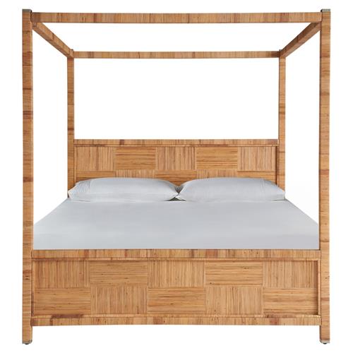Bennett Coastal Beach Natural Rattan Canopy Bed - Queen