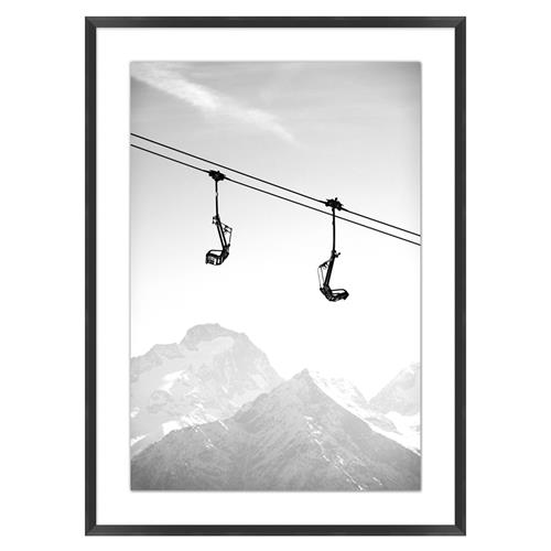 Baltie Modern Classic Grey Ski Black Frame Photograph 1 - 41x30