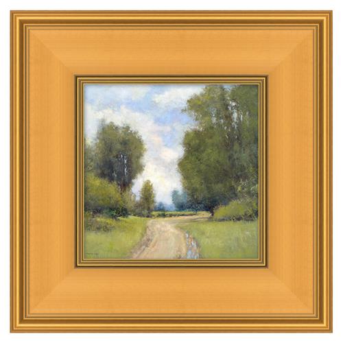 Cedar French Country Green Path Landscape Gold Frame Painting - 18x18