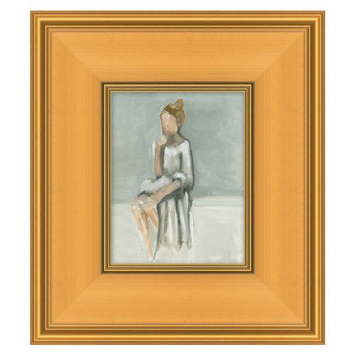 Adelle Mid Century Lady in White Gold Frame Painting - 17x15