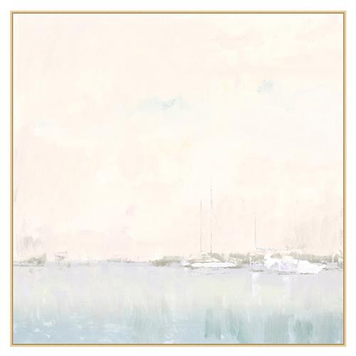 Soire Coastal Beach White Harbor Point Seascape Natural Frame Painting - 55x55
