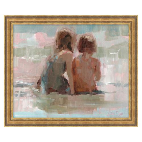Viola French Country Sisters Love Gold Frame Painting - 15x18