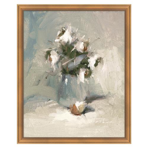 Naiad French Country Grey Floral &amp; Botanical Gold Frame Painting 2 - 28x23