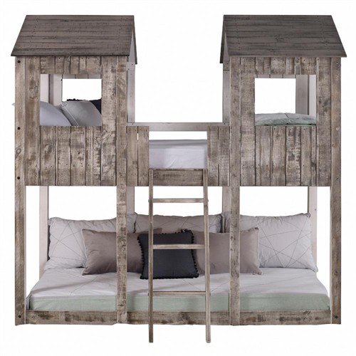 Open Box Avery Rustic Lodge Grey Twin Over Twin Treehouse Bunk Bed
