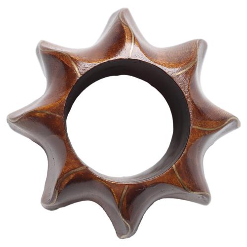 Twist Rustic Lodge Brown Wood Sun Napkin Ring - Set of 4